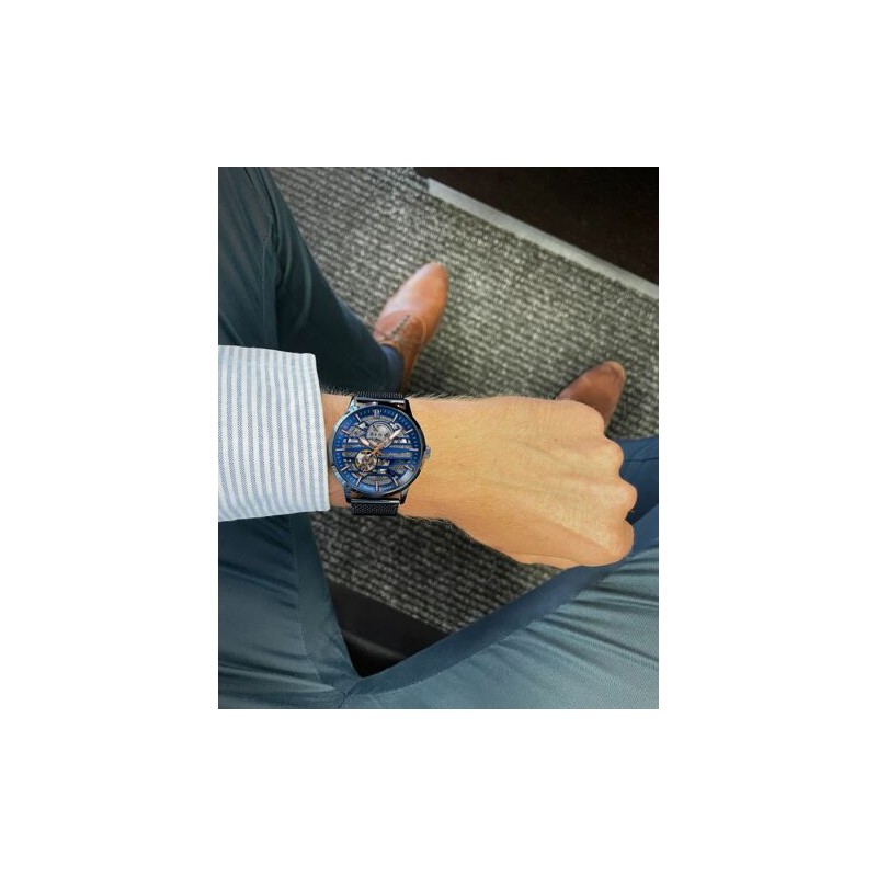 MONTRE PIERRE LANNIER HOMME AUTOMATIQUE MAILLES MILANAISES