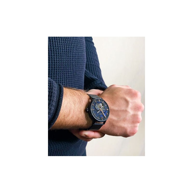 MONTRE PIERRE LANNIER HOMME AUTOMATIQUE MAILLES MILANAISES