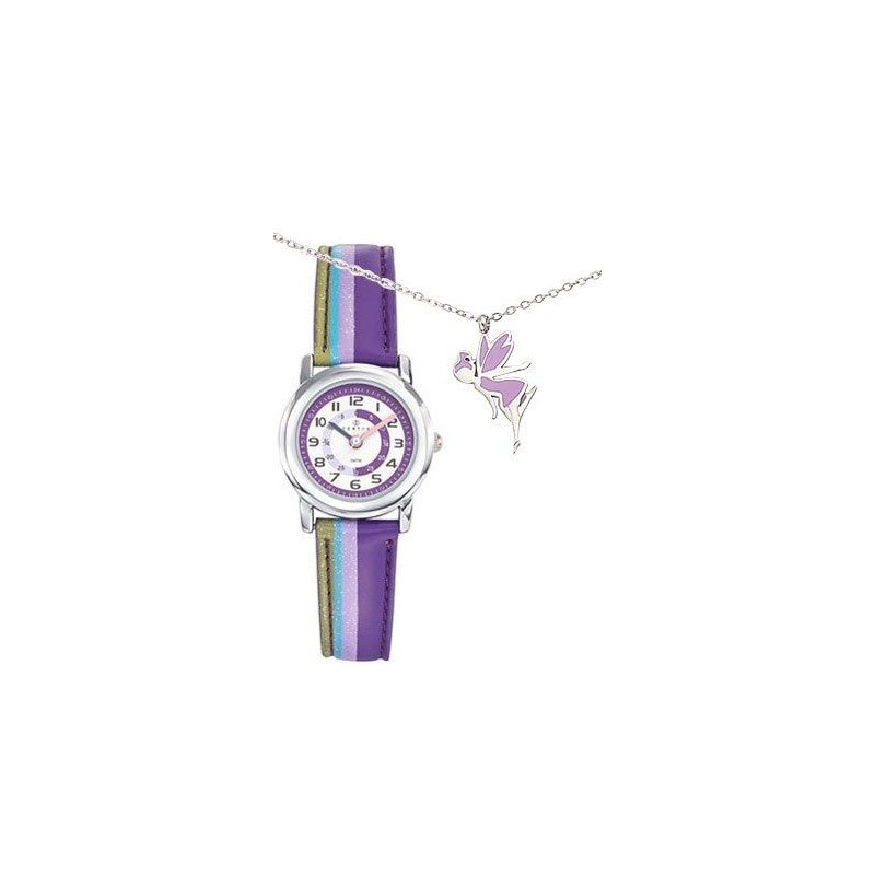 MONTRE CERTUS ENFANT EN CUIR MULTICOLORE + COLLIER