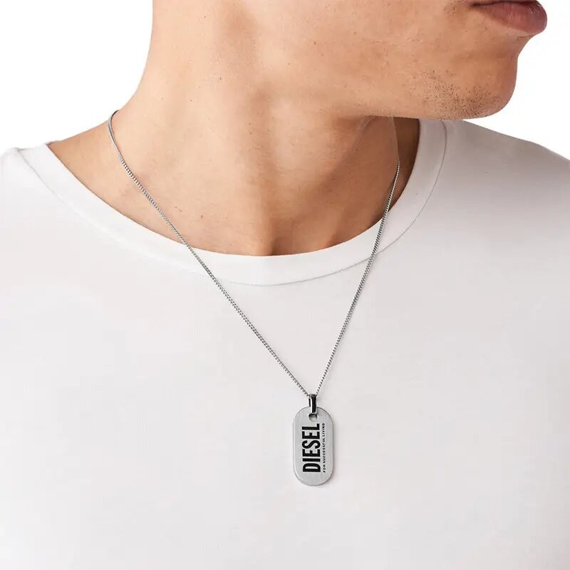 Collier Homme Diesel pendentif en acier