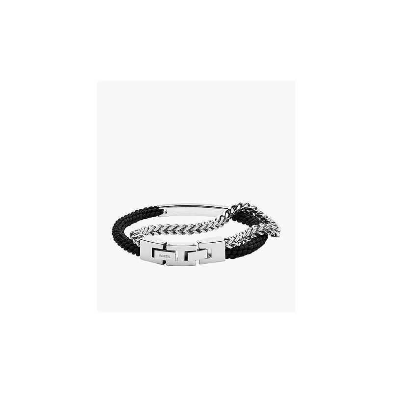 Bracelet Homme Fossil 2 rangs en acier et nylon