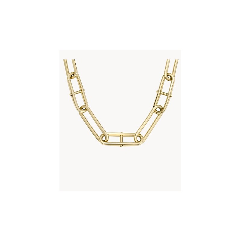 Collier chaîne Fossil en acier doré