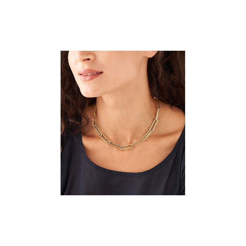 Collier chaîne Fossil en acier doré