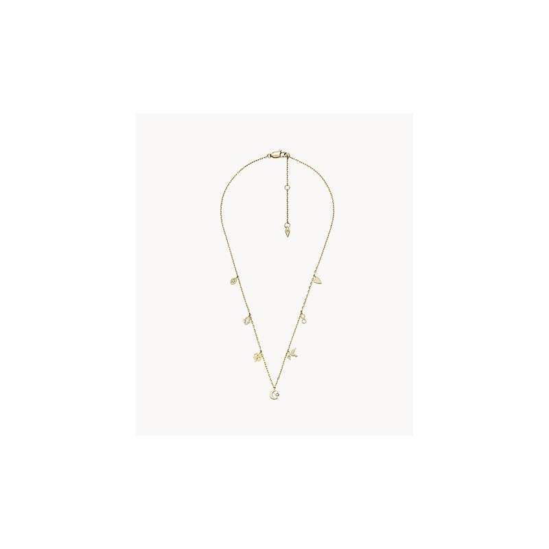 Collier Fossil à pampilles en acier doré