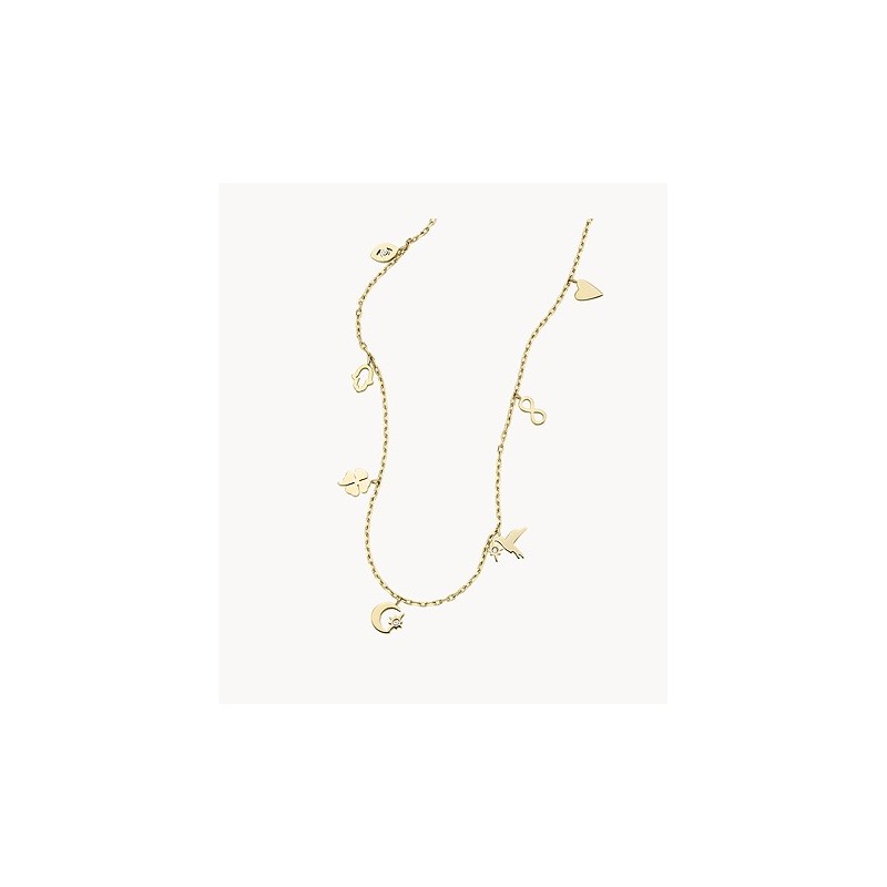 Collier Fossil à pampilles en acier doré