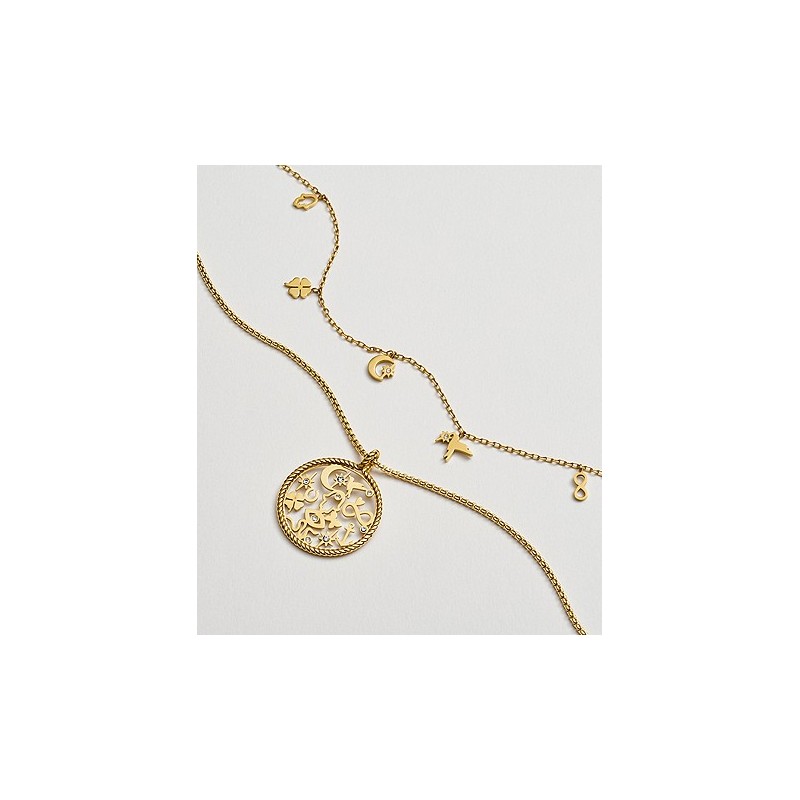 Collier Fossil à pampilles en acier doré