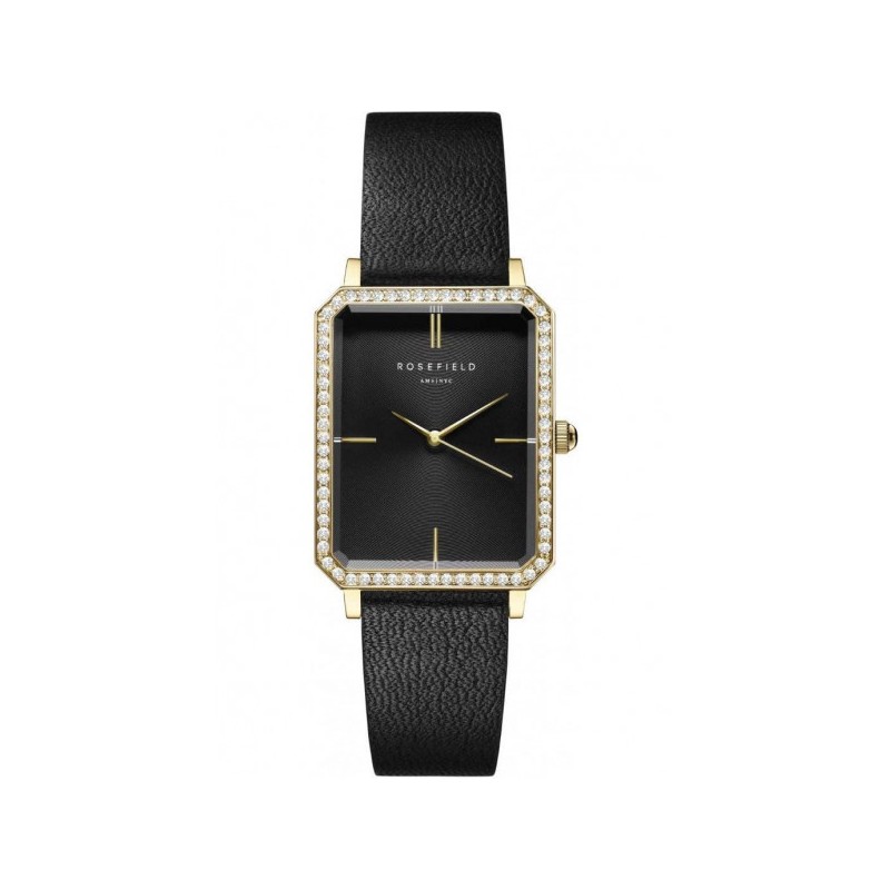 Montre Femme Rosefield Collection Octagon Bracelet en Cuir Noir