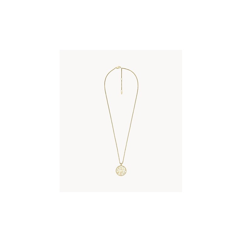 Collier Fossil pendentif en acier doré