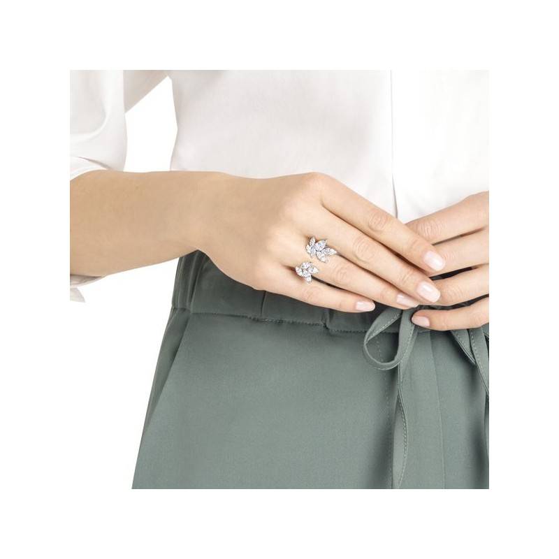 Bague Swarovski femme argentée et cristaux blancs