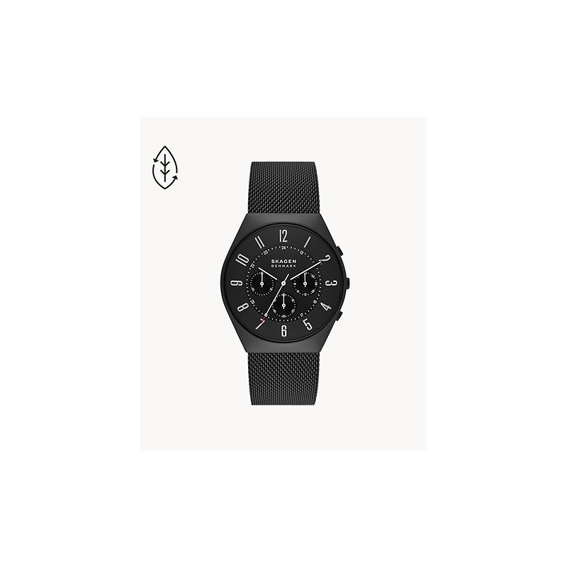 Montre Homme Skagen  Chronographes en mailles milanaises noires