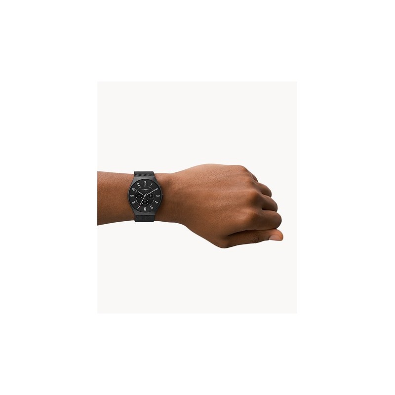 Montre Homme Skagen  Chronographes en mailles milanaises noires