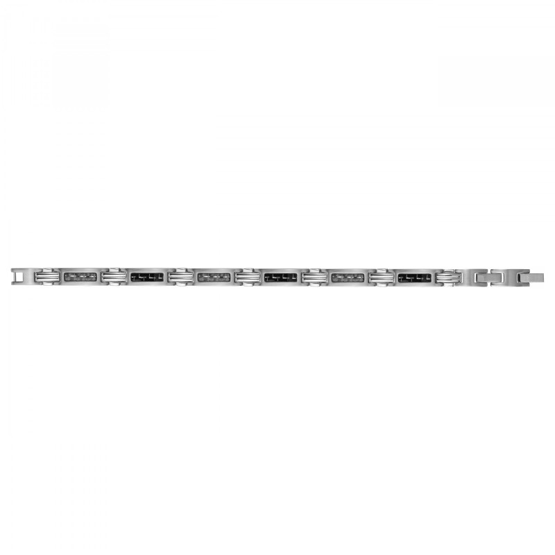 Bracelet Homme Phebus en Acier argenté avec du Carbone noir