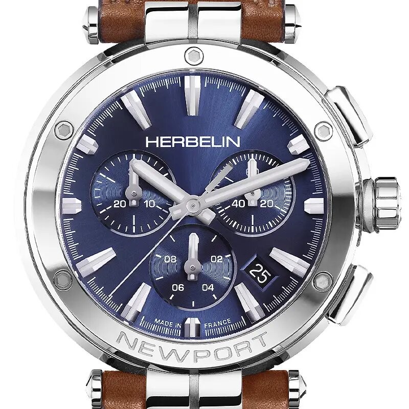 Montre Homme Michel Herbelin Collection NEWPORT CHRONO Cuir Marron