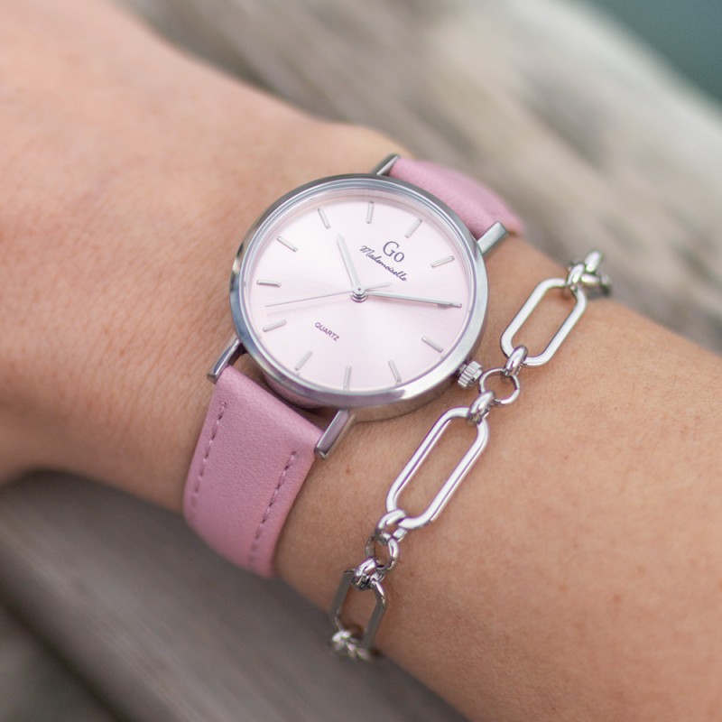 Montre Femme GO  bracelet cuir rose