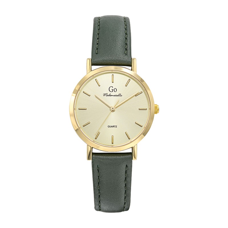Montre Femme GO  bracelet cuir vert