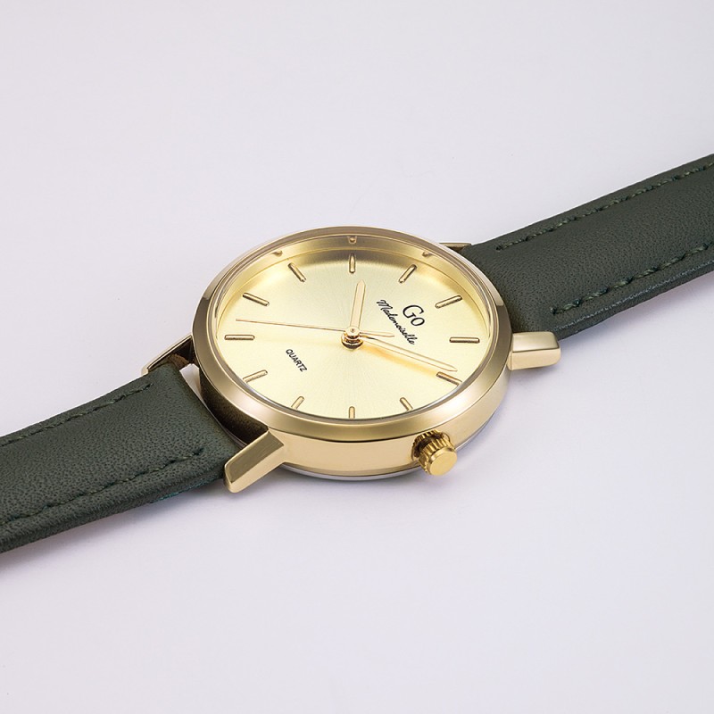 Montre Femme GO  bracelet cuir vert