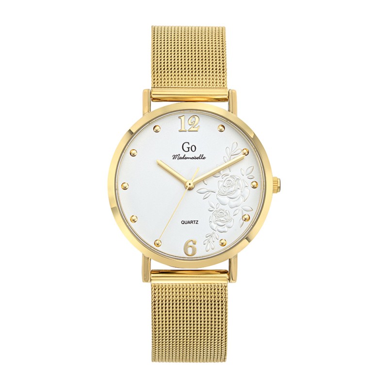 Montre Femme GO dorée bracelet mailles milanaises