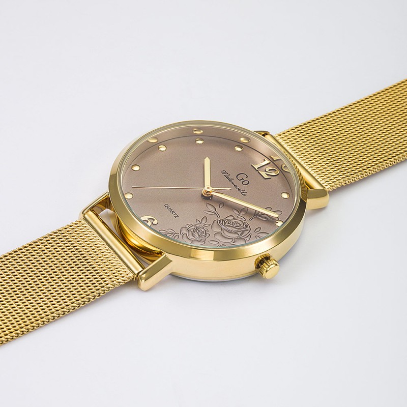 Montre Femme GO dorée bracelet mailles milanaises