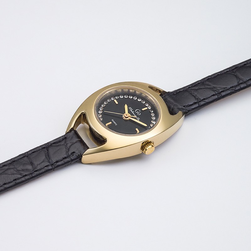 Montre Femme GO  bracelet cuir noir