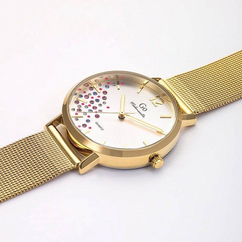 Montre Femme GO  dorée bracelet mailles milanaises