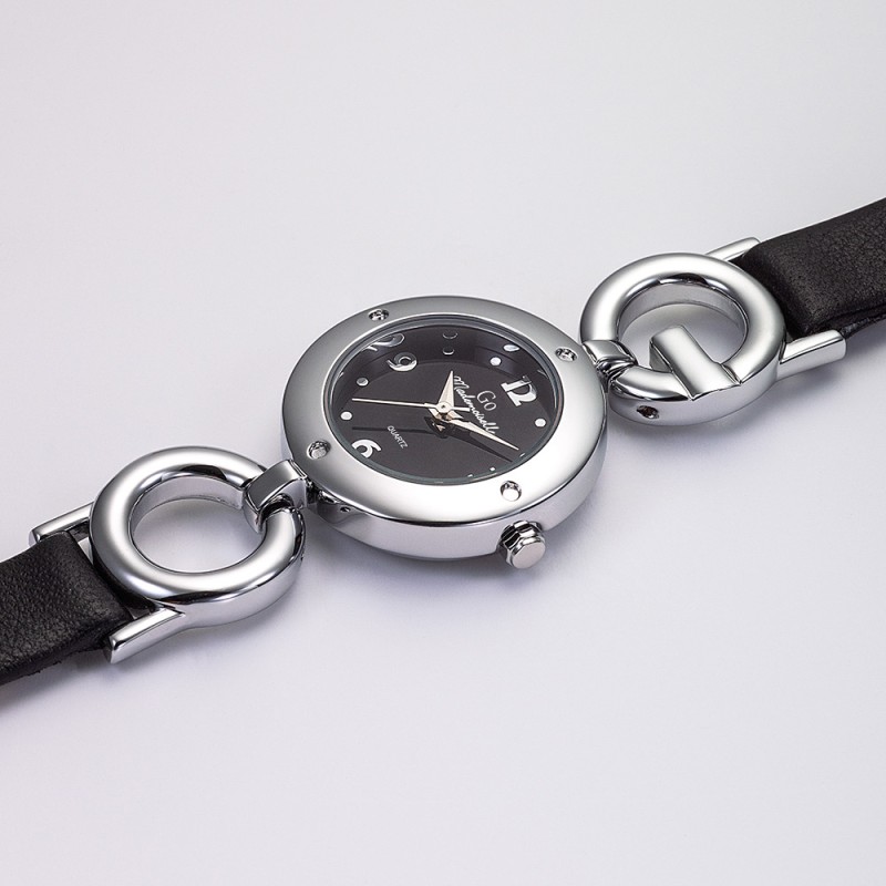 Montre Femme GO  bracelet cuir noir