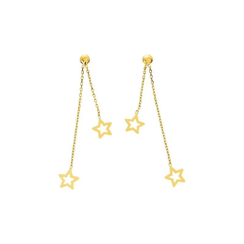 Boucles d'oreilles pendantes étoiles or jaune 750/000