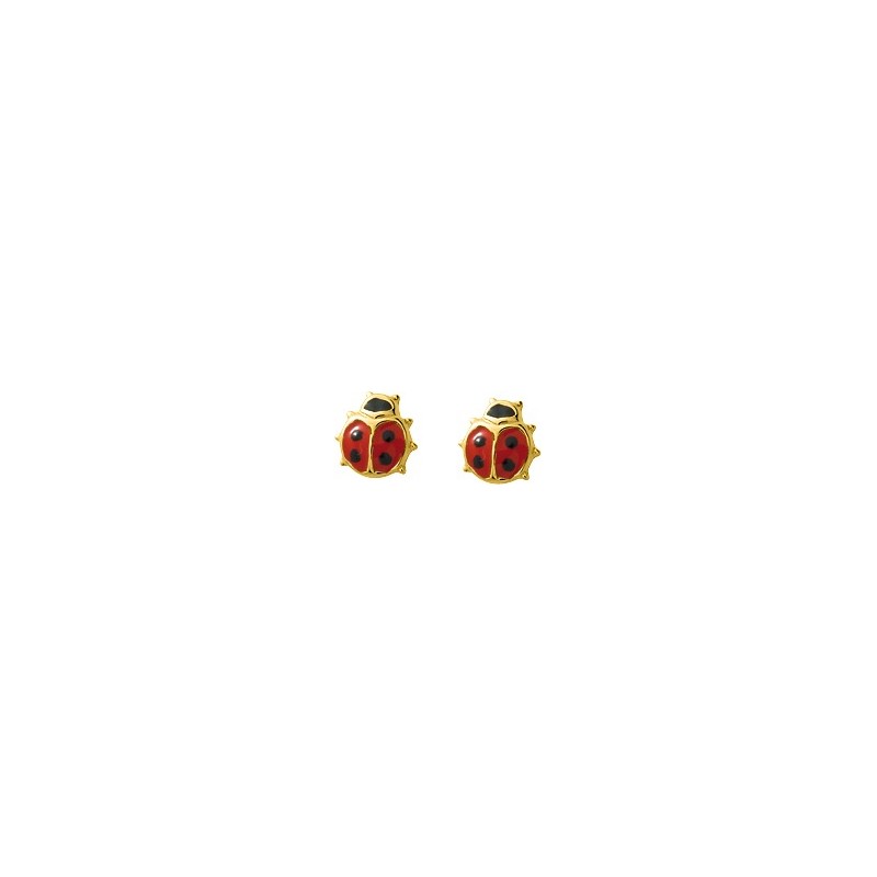 Boucles d'oreilles coccinelles or jaune 750/000