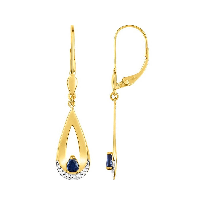 Boucles d'oreilles dormeuses or jaune 750/000 et saphir