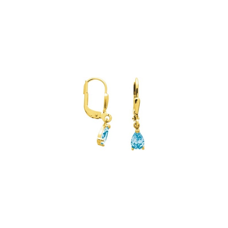 Boucles d'oreilles dormeuses en or 375/000 et topaze