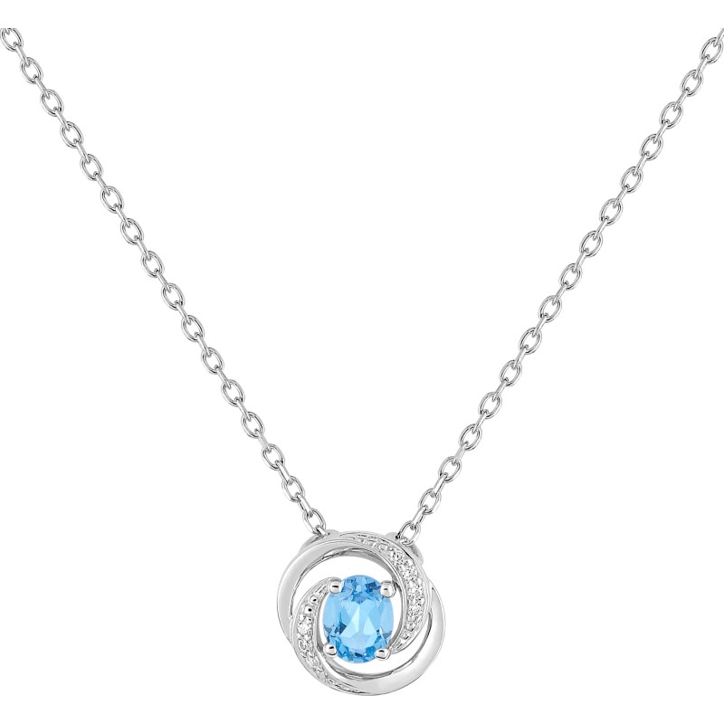 Collier en or blanc 375/000 et Topaze