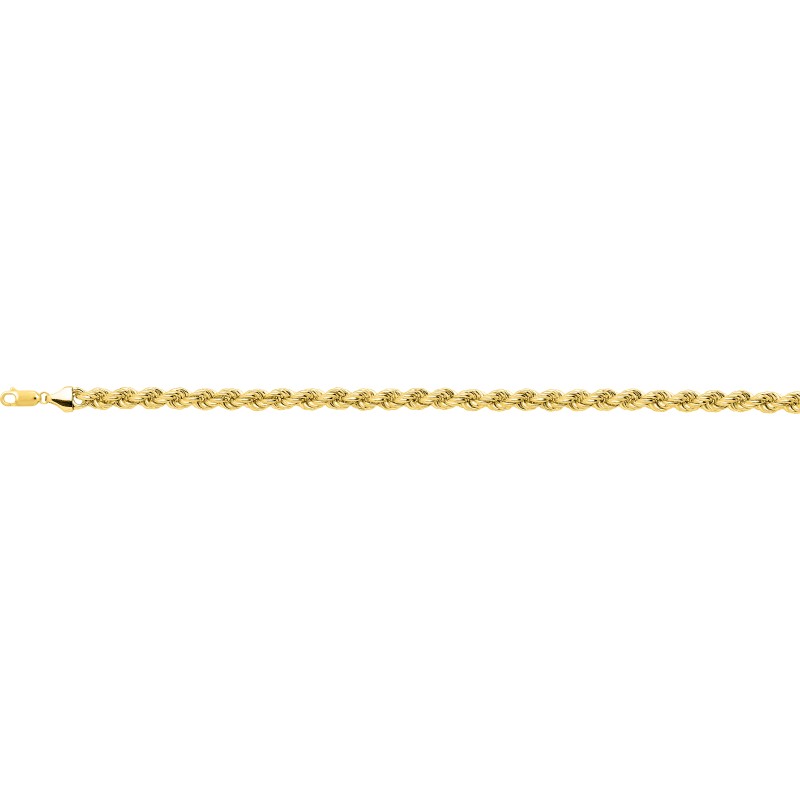 Collier maille corde droite 5mm en or jaune 375/000