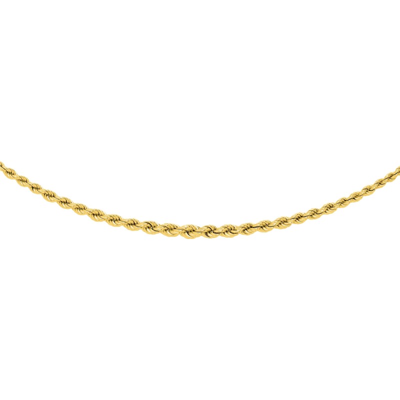 Collier maille corde chute en or jaune 375/000