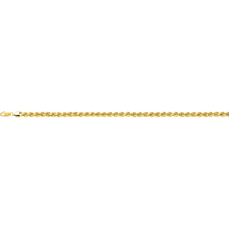 Collier maille corde droite 4mm en or jaune 375/000