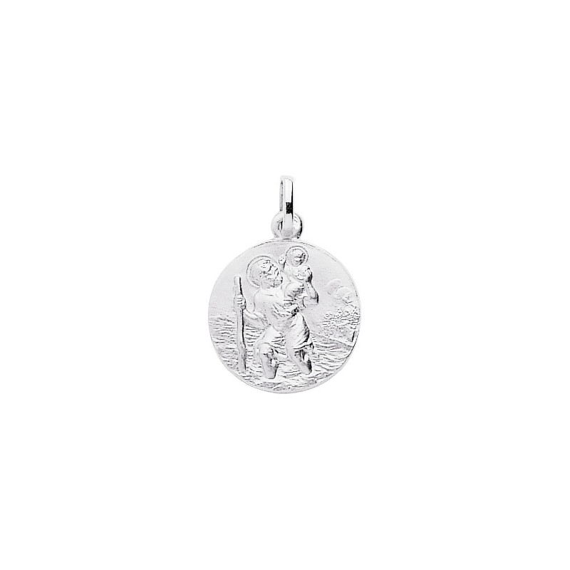 Médaille Carador motif Saint Christophe en Or blanc 375/000