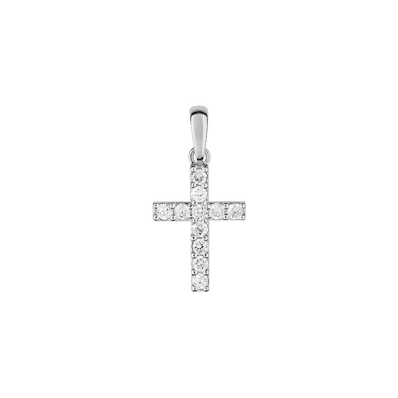 Pendentif Croix Carador  en Or Blanc  375/000 et Oxydes de zirconium