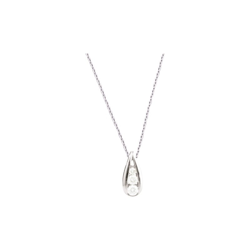 Collier Carador en or blanc 375/000 et 3 oxydes de zirconium
