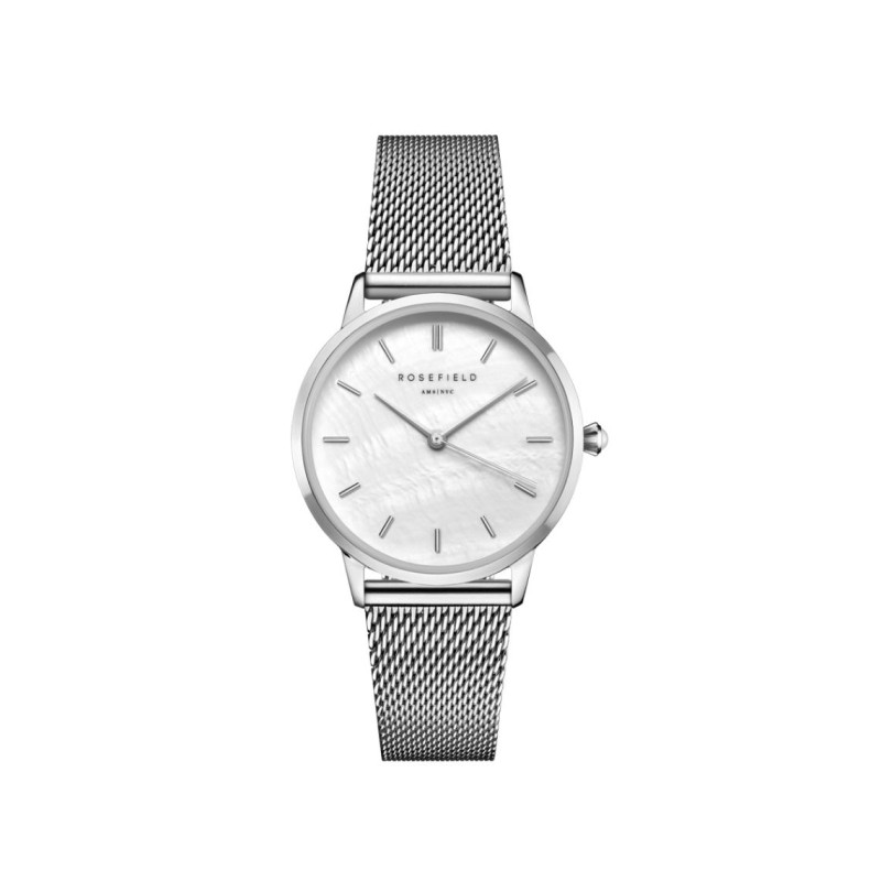 Montre Femme Rosefield Bracelet en Acier Argenté Maille milanaise