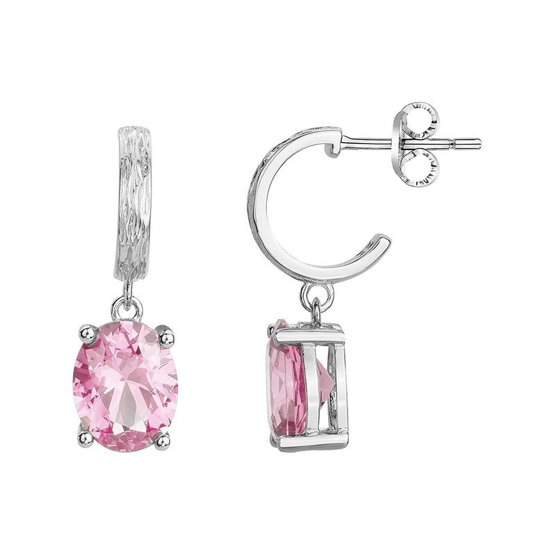 BOUCLES D'OREILLES FEMME GRIFFE ROUGE ELISABETH ARGENT 925/1000 ET OXYDE ROSE