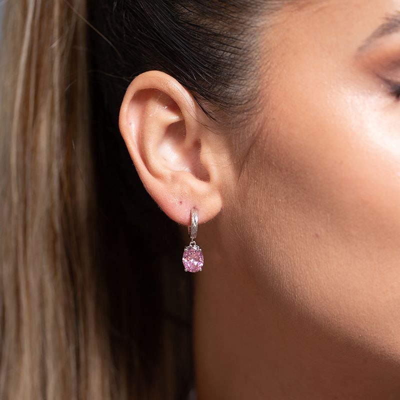 BOUCLES D'OREILLES FEMME GRIFFE ROUGE ELISABETH ARGENT 925/1000 ET OXYDE ROSE