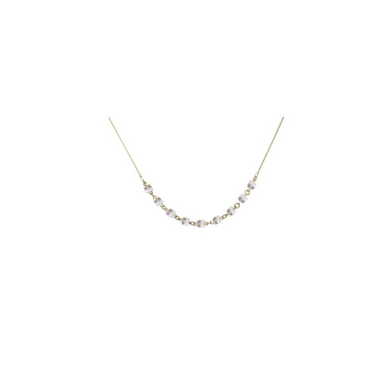 Collier Femme Indicolite Argent 925/000 doré avec 9 Cristaux carrés blancs