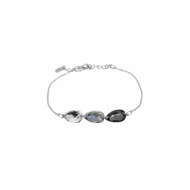 Bracelet Femme Indicolite Argent 925/000 avec 3 cristaux gouttes gris