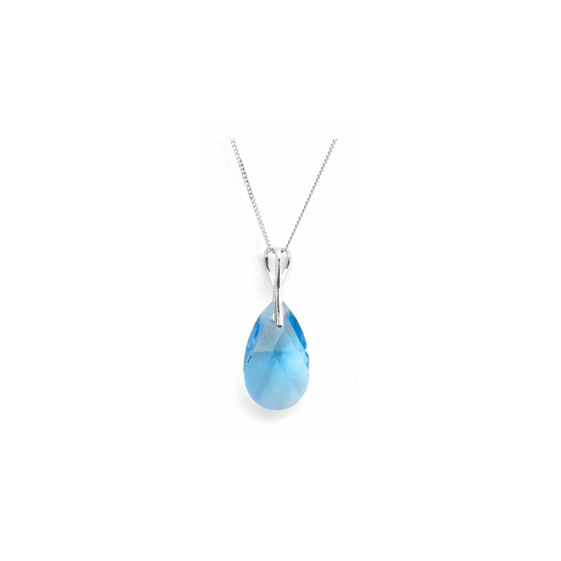 Collier Femme Indicolite Argent 925/000 avec Cristal goutte bleu Maille forçat