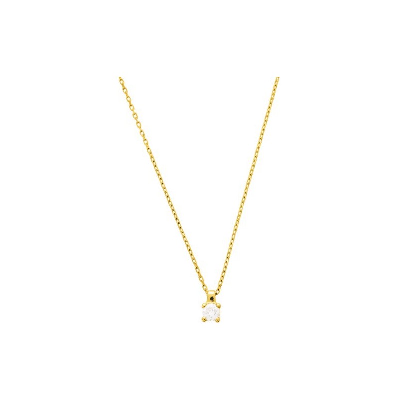 Collier Solitaire Carador en or jaune 375/000, oxyde de zirconium de 3mm serti 4 griffes