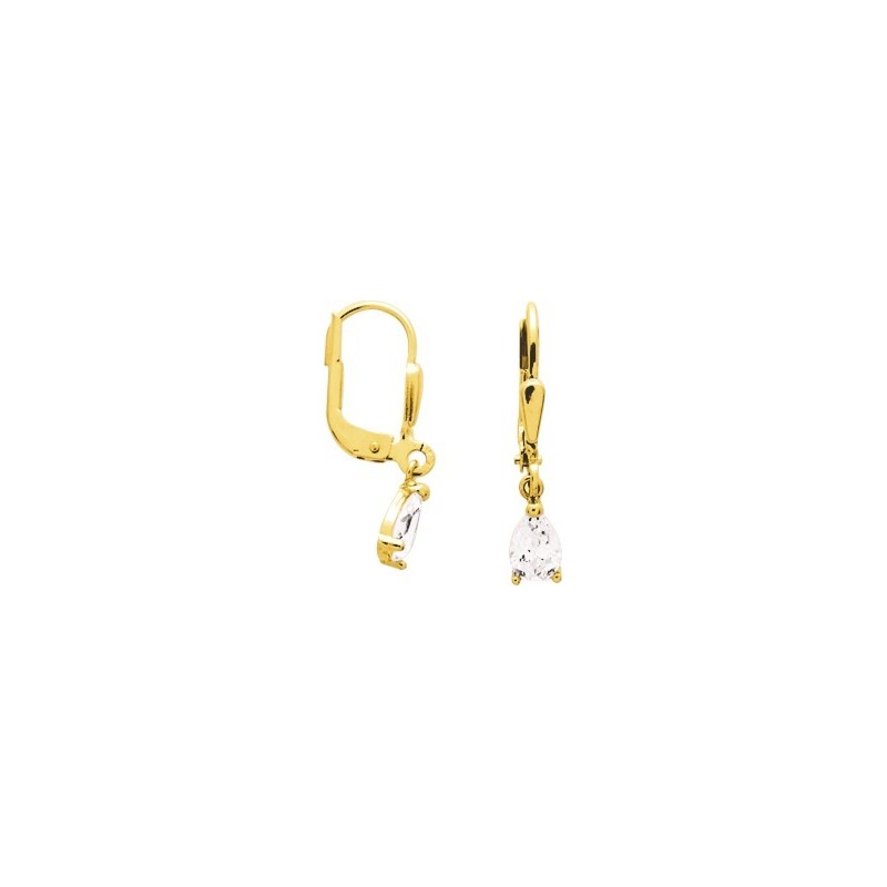 Boucles d'oreilles Carador Dormeuses Oxyde de zirconium serti 3 griffes en or jaune 375/000