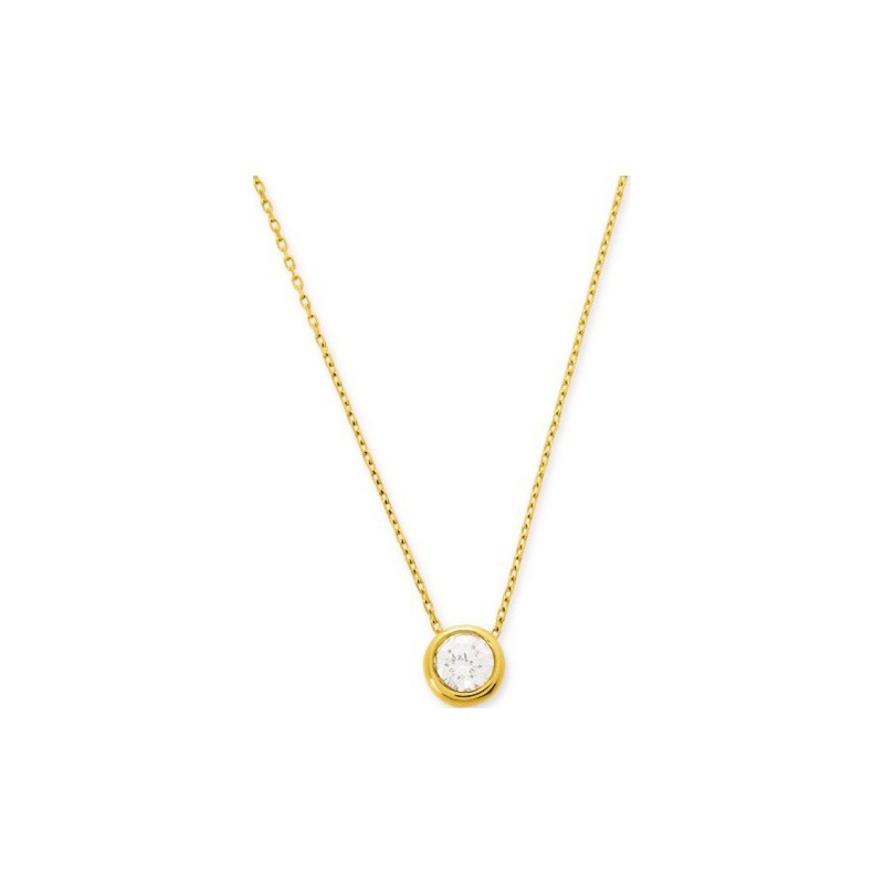 Collier Solitaire Carador en or jaune 375/000, oxyde de zirconium de 4.75mm serti clos