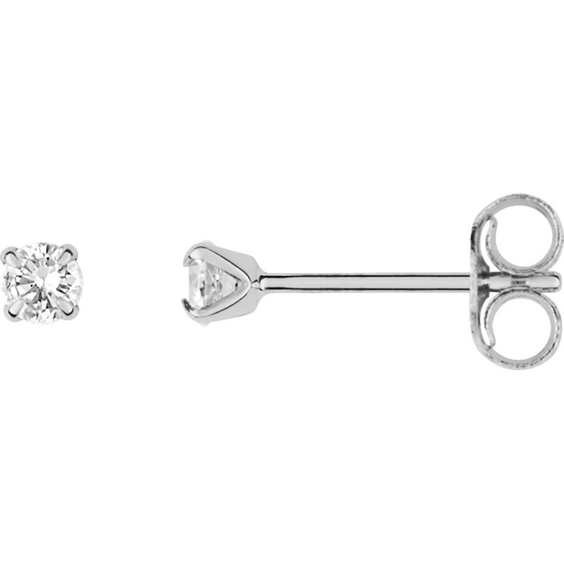 Boucles d'oreilles Carador Clous  en or blanc 375/000 et oxyde de zirconium 2.5mm serti griffes
