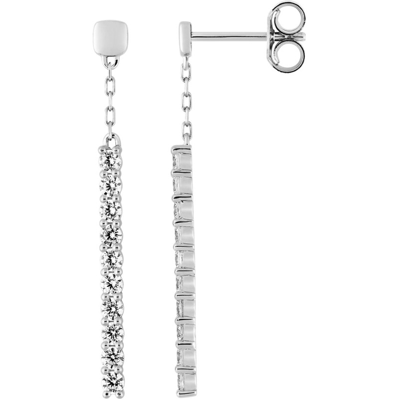 Boucles d'oreilles Carador Pendantes  en or blanc 375/000 et oxydes de zirconium