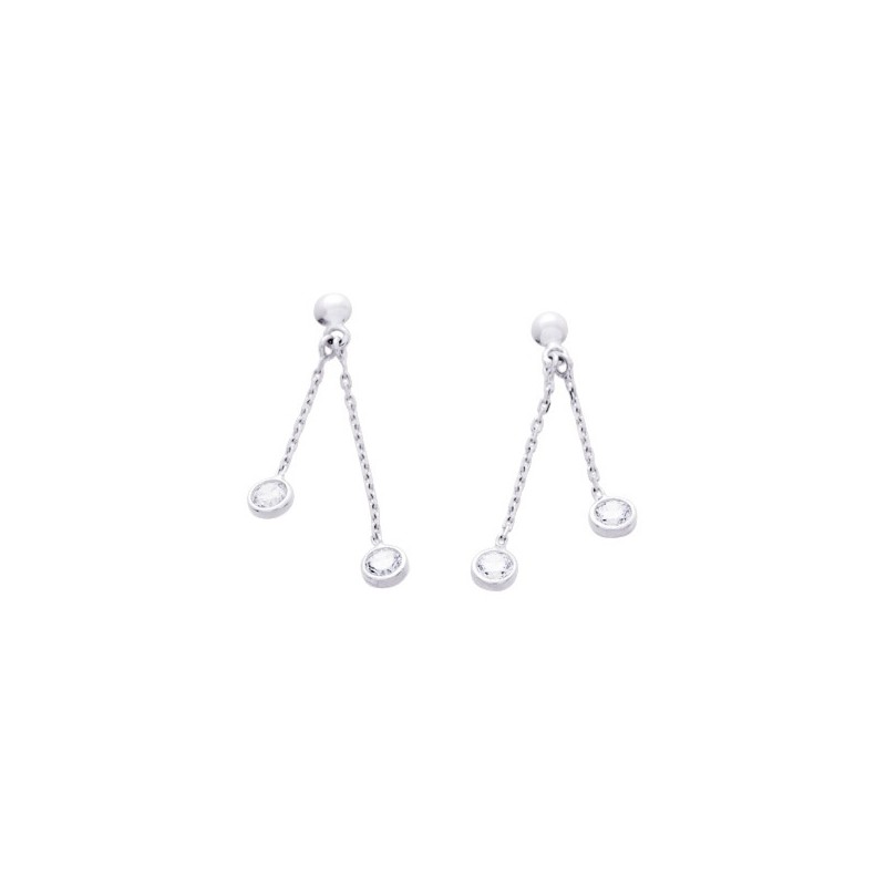 Boucles d'oreilles Carador Pendantes  en or blanc 375/000 et oxydes de zirconium sertis clos