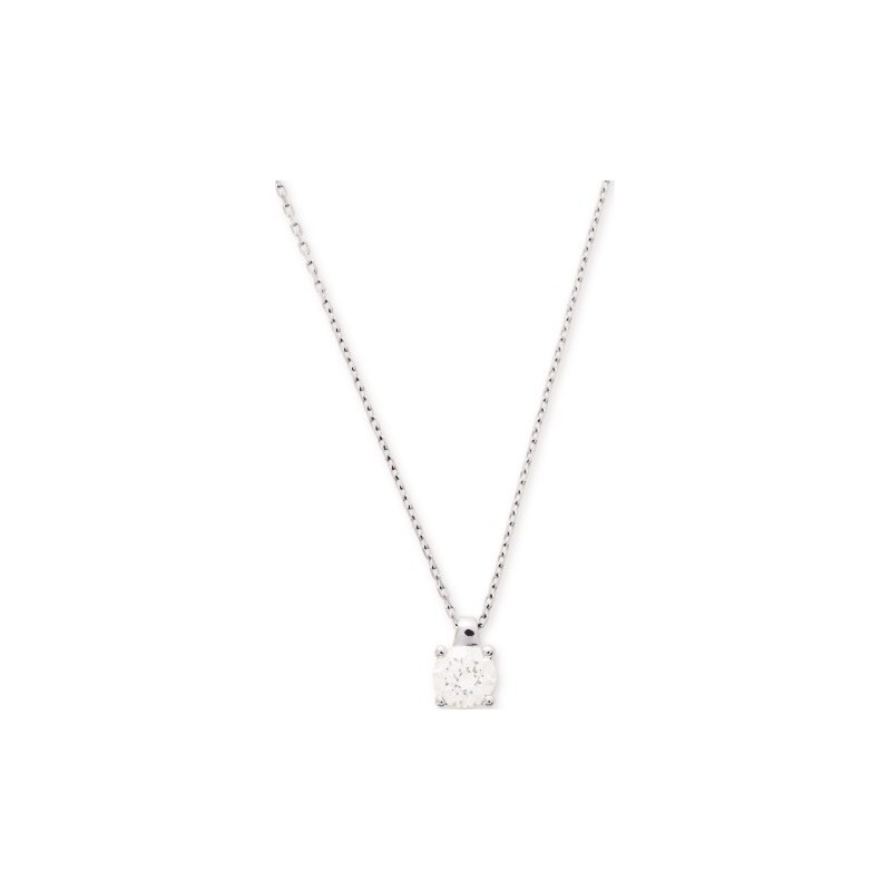Collier Solitaire Carador en or blanc 375/000, oxyde de zirconium de 4.75mm serti 4 griffes