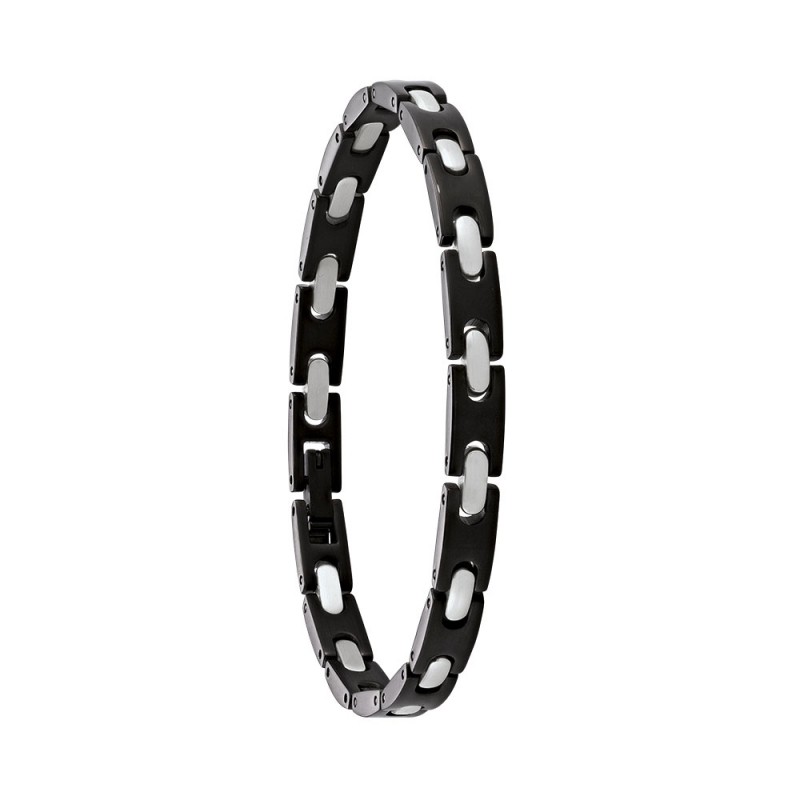Bracelet Homme Jourdan Collection Héritage en Acier argenté et noir
